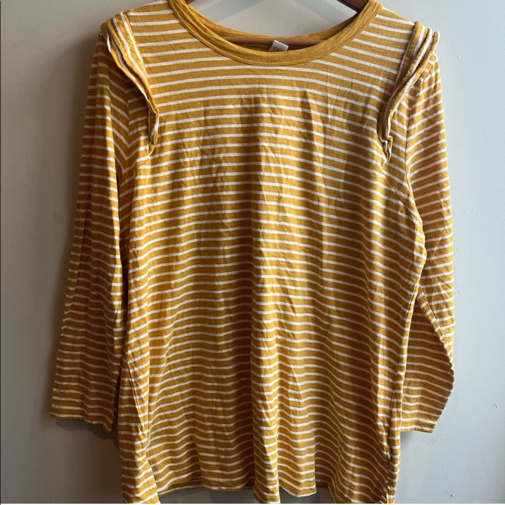 Mustard Long Sleeve Striped Top plus size